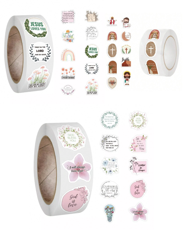 500 Christian Bible Verses & Inspirational Quotes Stickers 2.5cm
