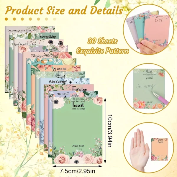 Bible Verse Flower Paper Notes 30 Sheets 10cm x 7.5cm