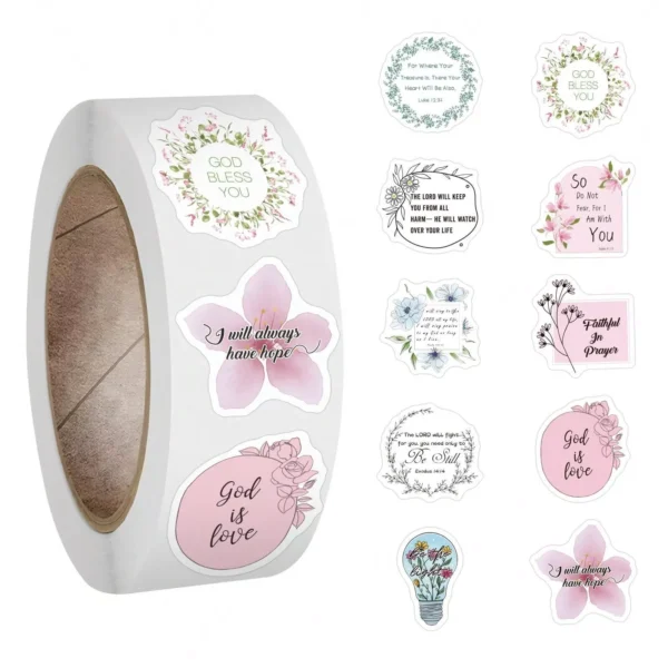 500 Christian Bible Verses & Inspirational Quotes Stickers 2.5cm - Image 19