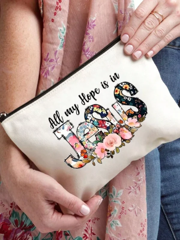 All My Hope Is in Jesus Flowers Make-Up Bag - Image 2