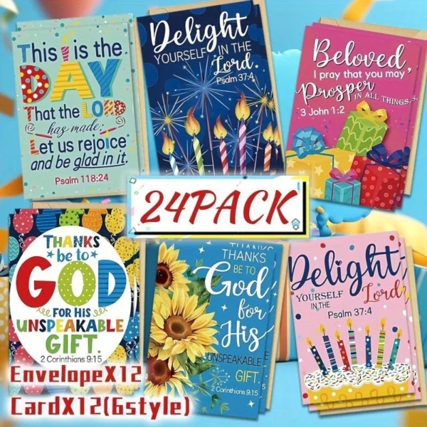 12 Pack Bible Verse Cards With Envelopes Birthdays, Anniversary 8.8cm x 12.7cm - Image 8