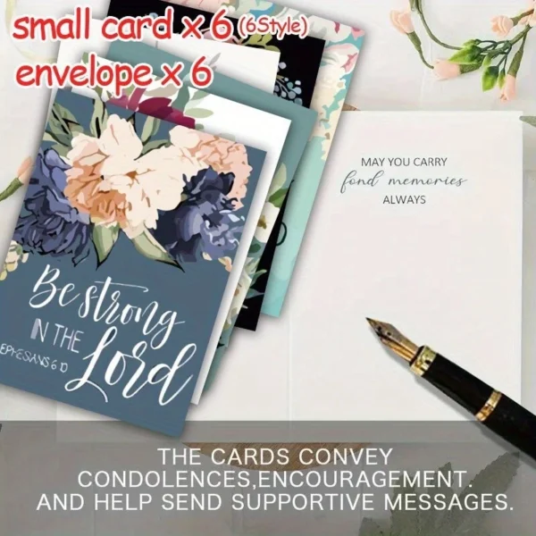 6 Pack Bible Verses Flowers Cards With Envelopes 9cm x 12cm - Image 3