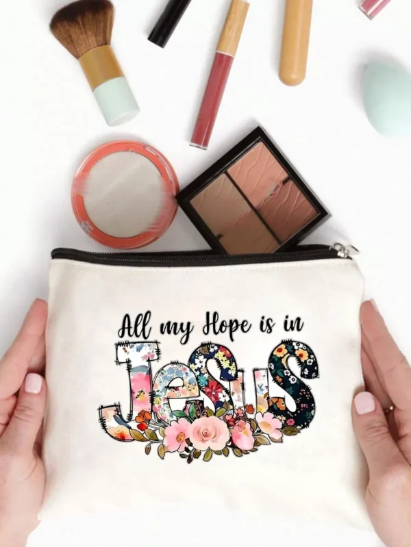All My Hope Is in Jesus Flowers Make-Up Bag - Image 3