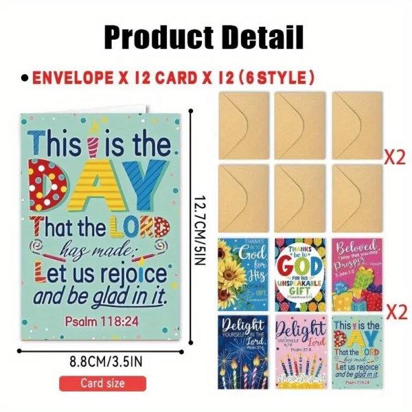 12 Pack Bible Verse Cards With Envelopes Birthdays, Anniversary 8.8cm x 12.7cm - Image 7
