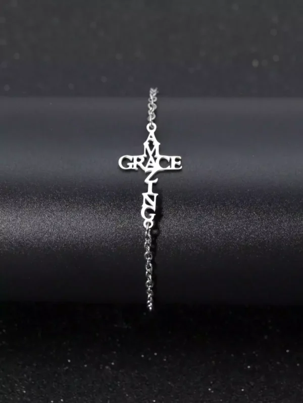 3pcs Stainless Steel Amazing Grace Faith Cross Bracelets - Image 3
