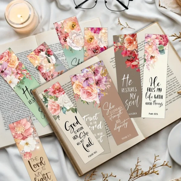 30 Elegant Floral Flower Bible Verse Bookmarks 4cm x 15cm - Image 4