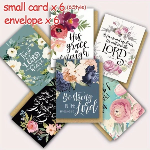 6 Pack Bible Verses Flowers Cards With Envelopes 9cm x 12cm - Image 5