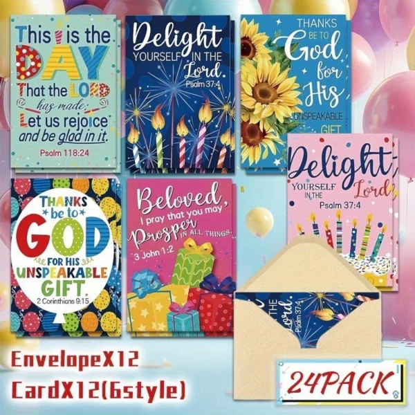 12 Pack Bible Verse Cards With Envelopes Birthdays, Anniversary 8.8cm x 12.7cm - Image 10
