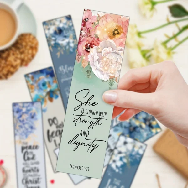 30 Elegant Floral Flower Bible Verse Bookmarks 4cm x 15cm - Image 6