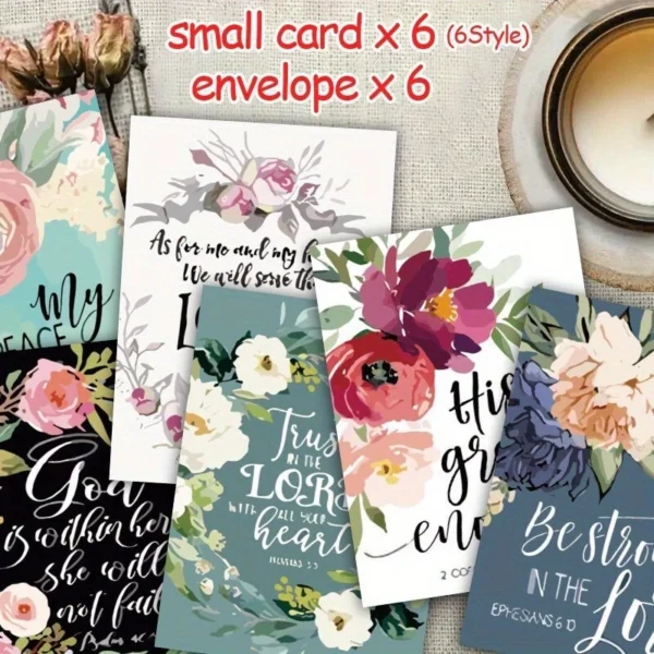 6 Pack Bible Verses Flowers Cards With Envelopes 9cm x 12cm - Image 6
