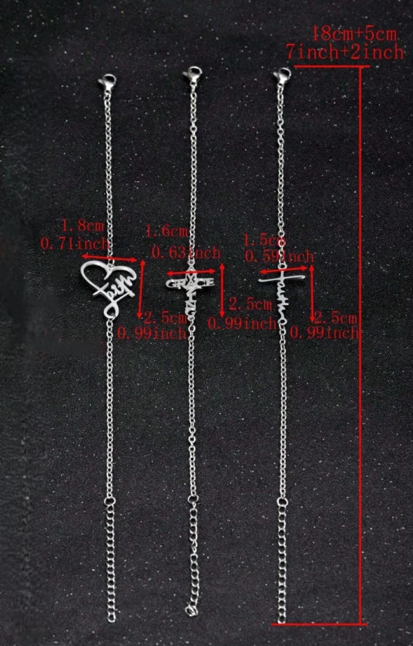 3pcs Stainless Steel Amazing Grace Faith Cross Bracelets - Image 9