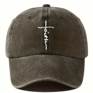 Faith Cross Dark Grey Unisex Polyester Cap