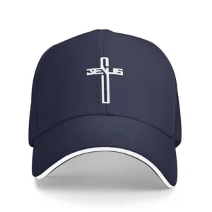 Jesus Cross Navy Blue Unisex Polyester Cap